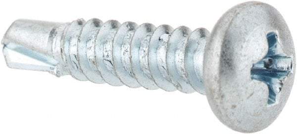 Value Collection - #8, Pan Head, Phillips Drive, 3/4" Length Under Head, #2 Point, Self Drilling Screw - Steel, Zinc-Plated Finish - Apex Tool & Supply