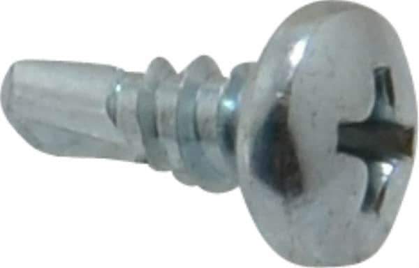 Value Collection - #10, Pan Head, Phillips Drive, 1/2" Length Under Head, #2 Point, Self Drilling Screw - Steel, Zinc-Plated Finish - Apex Tool & Supply