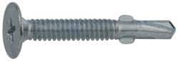 Value Collection - #10, Wafer Head, Phillips Drive, 1-7/16" Length Under Head, #2 Point, Self Drilling Screw - Steel, Zinc-Plated Finish - Apex Tool & Supply