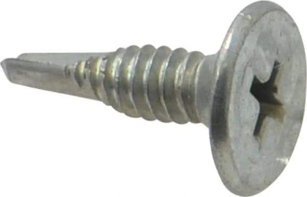Value Collection - #10, Wafer Head, Phillips Drive, 3/4" Length Under Head, #2 Point, Self Drilling Screw - Steel, Zinc-Plated Finish - Apex Tool & Supply
