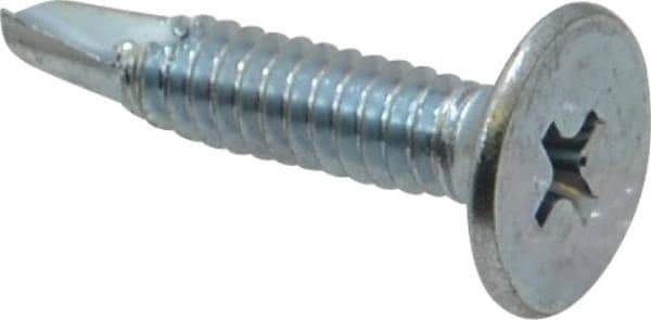 Value Collection - #10, Wafer Head, Phillips Drive, 1" Length Under Head, #2 Point, Self Drilling Screw - Steel, Zinc-Plated Finish - Apex Tool & Supply