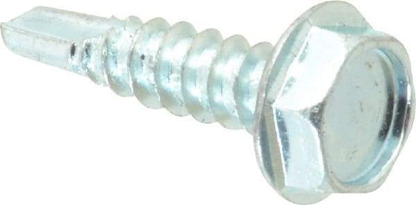 Value Collection - #10, Hex Washer Head, Hex Drive, 3/4" Length Under Head, #3 Point, Self Drilling Screw - Steel, Zinc-Plated Finish - Apex Tool & Supply