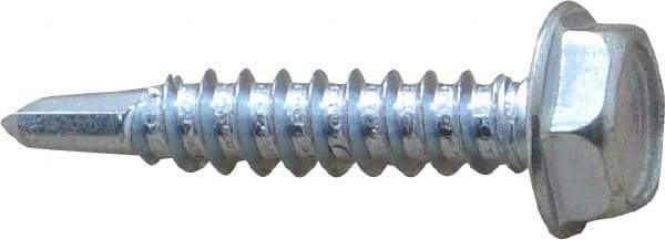 Value Collection - #10, Hex Washer Head, Hex Drive, 1" Length Under Head, #3 Point, Self Drilling Screw - Steel, Zinc-Plated Finish - Apex Tool & Supply