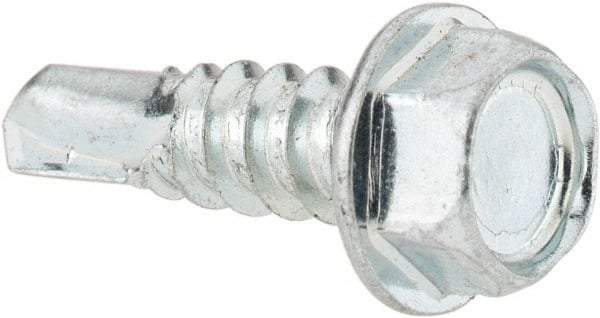 Value Collection - #12, Hex Washer Head, Hex Drive, 3/4" Length Under Head, #3 Point, Self Drilling Screw - Steel, Zinc-Plated Finish - Apex Tool & Supply