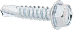 Value Collection - #12, Hex Washer Head, Hex Drive, 1" Length Under Head, #3 Point, Self Drilling Screw - Steel, Zinc-Plated Finish - Apex Tool & Supply