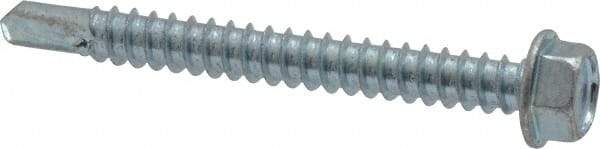 Value Collection - #12, Hex Washer Head, Hex Drive, 2" Length Under Head, #3 Point, Self Drilling Screw - Steel, Zinc-Plated Finish - Apex Tool & Supply