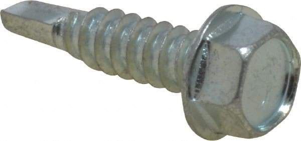 Value Collection - 1/4", Hex Washer Head, Hex Drive, 1" Length Under Head, #3 Point, Self Drilling Screw - Steel, Zinc-Plated Finish - Apex Tool & Supply