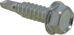 Value Collection - 1/4", Hex Washer Head, Hex Drive, 1" Length Under Head, #3 Point, Self Drilling Screw - Steel, Zinc-Plated Finish - Apex Tool & Supply