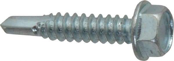 Value Collection - 1/4", Hex Washer Head, Hex Drive, 1-1/4" Length Under Head, #3 Point, Self Drilling Screw - Steel, Zinc-Plated Finish - Apex Tool & Supply