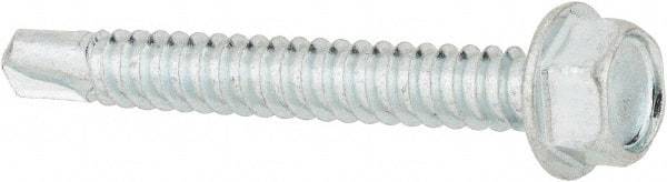 Value Collection - 1/4", Hex Washer Head, Hex Drive, 2" Length Under Head, #3 Point, Self Drilling Screw - Steel, Zinc-Plated Finish - Apex Tool & Supply