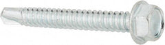 Value Collection - 1/4", Hex Washer Head, Hex Drive, 2" Length Under Head, #3 Point, Self Drilling Screw - Steel, Zinc-Plated Finish - Apex Tool & Supply