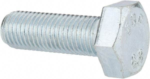 Value Collection - M10x1.25mm Metric Fine, 30mm Length Under Head Hex Head Cap Screw - Fully Threaded, Grade 8.8 Steel, Zinc-Plated Finish, 17mm Hex - Apex Tool & Supply