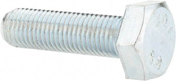 Value Collection - M10x1.25mm Metric Fine, 35mm Length Under Head Hex Head Cap Screw - Fully Threaded, Grade 8.8 Steel, Zinc-Plated Finish, 17mm Hex - Apex Tool & Supply