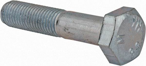Value Collection - M10x1.25mm Metric Fine, 50mm Length Under Head Hex Head Cap Screw - Partially Threaded, Grade 8.8 Steel, Zinc-Plated Finish, 17mm Hex - Apex Tool & Supply