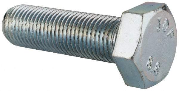 Value Collection - M12x1.25mm Metric Fine, 40mm Length Under Head Hex Head Cap Screw - Fully Threaded, Grade 8.8 Steel, Zinc-Plated Finish, 19mm Hex - Apex Tool & Supply