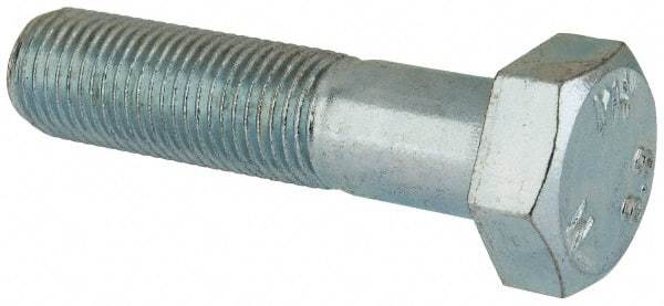Value Collection - M12x1.25mm Metric Fine, 50mm Length Under Head Hex Head Cap Screw - Partially Threaded, Grade 8.8 Steel, Zinc-Plated Finish, 19mm Hex - Apex Tool & Supply