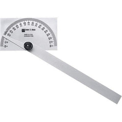 TESA Brown & Sharpe - 6 Inch Long Blade, 180° Max Measurement, 1° Dial Graduation, Rectangular Head Protractor - 0 to 180 Dial Range - Apex Tool & Supply