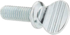 Value Collection - #10-32 Oval Shoulder Grade 2 Steel Thumb Screw - 1/2" OAL, Zinc-Plated Finish - Apex Tool & Supply