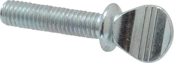 Value Collection - #10-32 Oval Shoulder Grade 2 Steel Thumb Screw - 3/4" OAL, Zinc-Plated Finish - Apex Tool & Supply