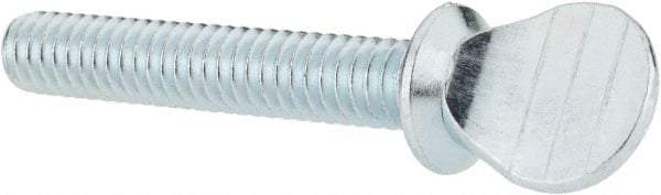 Value Collection - 1/4-20 Oval Shoulder Grade 2 Steel Thumb Screw - 1-1/2" OAL, Zinc-Plated Finish - Apex Tool & Supply
