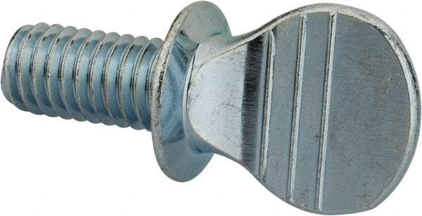 Value Collection - 3/8-16 Oval Shoulder Grade 2 Steel Thumb Screw - 3/4" OAL, Zinc-Plated Finish - Apex Tool & Supply