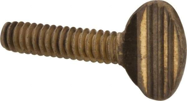 Value Collection - #10-24 Oval Shoulderless Brass Thumb Screw - 3/4" OAL, 0.48" Head Height - Apex Tool & Supply
