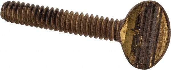 Value Collection - #10-24 Oval Shoulderless Brass Thumb Screw - 1" OAL, 0.48" Head Height - Apex Tool & Supply