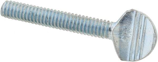 Value Collection - #8-32 Oval Shoulderless Grade 2 Steel Thumb Screw - 1" OAL, Zinc-Plated Finish - Apex Tool & Supply