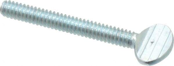 Value Collection - #10-24 Oval Shoulderless Grade 2 Steel Thumb Screw - 1-1/2" OAL, Zinc-Plated Finish - Apex Tool & Supply
