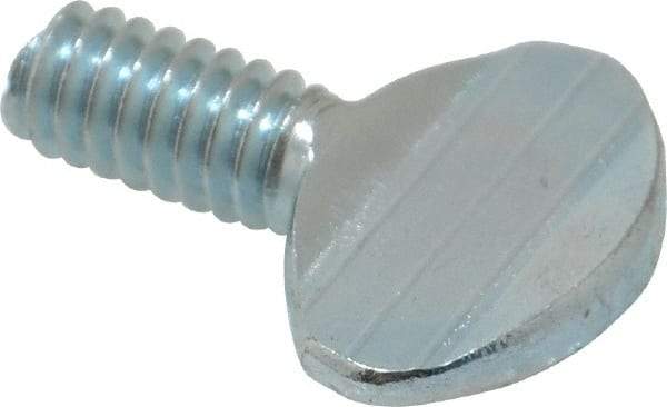 Value Collection - 1/4-20 Oval Shoulderless Grade 2 Steel Thumb Screw - 1/2" OAL, Zinc-Plated Finish - Apex Tool & Supply