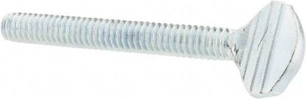 Value Collection - 1/4-20 Oval Shoulderless Grade 2 Steel Thumb Screw - 2" OAL, Zinc-Plated Finish - Apex Tool & Supply