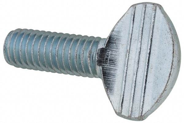 Value Collection - 3/8-16 Oval Shoulderless Grade 2 Steel Thumb Screw - 1" OAL, Zinc-Plated Finish - Apex Tool & Supply