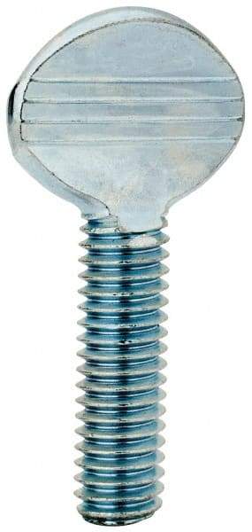 Value Collection - 3/8-16 Oval Shoulderless Grade 2 Steel Thumb Screw - 1-1/4" OAL, Zinc-Plated Finish - Apex Tool & Supply