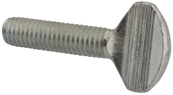 Value Collection - 3/8-16 Oval Shoulderless Grade 2 Steel Thumb Screw - 1-1/2" OAL, Zinc-Plated Finish - Apex Tool & Supply