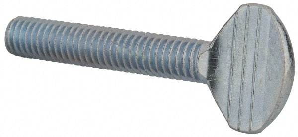 Value Collection - 3/8-16 Oval Shoulderless Grade 2 Steel Thumb Screw - 2" OAL, Zinc-Plated Finish - Apex Tool & Supply