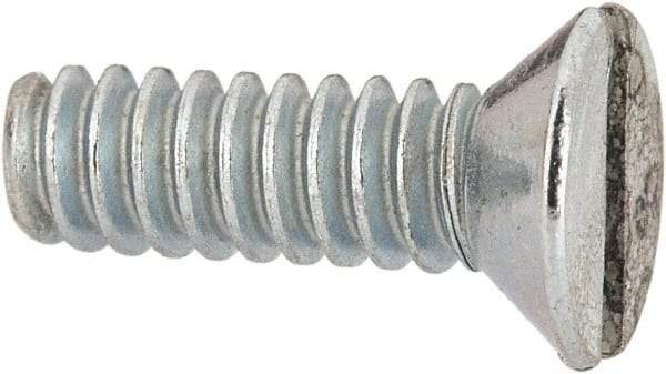 Value Collection - #6-32 UNC, 7/16" OAL Slotted Drive Machine Screw - Flat Head, Grade 2 Steel, Zinc-Plated Finish, Without Washer - Apex Tool & Supply