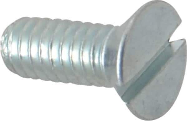 Value Collection - #8-32 UNC, 7/16" OAL Slotted Drive Machine Screw - Flat Head, Grade 2 Steel, Zinc-Plated Finish, Without Washer - Apex Tool & Supply
