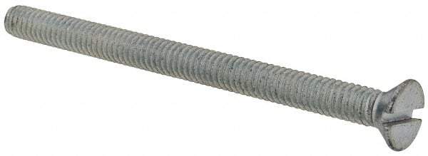 Value Collection - #8-32 UNC, 2-1/4" OAL Slotted Drive Machine Screw - Flat Head, Grade 2 Steel, Zinc-Plated Finish, Without Washer - Apex Tool & Supply