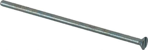Value Collection - #8-32 UNC, 4" OAL Slotted Drive Machine Screw - Flat Head, Grade 2 Steel, Zinc-Plated Finish, Without Washer - Apex Tool & Supply