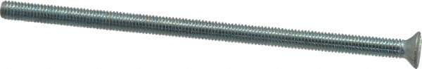 Value Collection - #10-32 UNF, 4" OAL Slotted Drive Machine Screw - Flat Head, Grade J82 Steel, Zinc-Plated Finish, Without Washer - Apex Tool & Supply