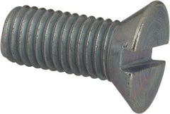 Value Collection - 1/4-28 UNF, 5/8" OAL Slotted Drive Machine Screw - Flat Head, Grade J82 Steel, Zinc-Plated Finish, Without Washer - Apex Tool & Supply
