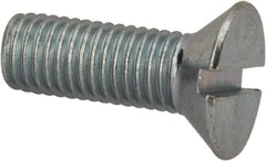 Value Collection - 1/4-28 UNF, 3/4" OAL Slotted Drive Machine Screw - Flat Head, Grade J82 Steel, Zinc-Plated Finish, Without Washer - Apex Tool & Supply
