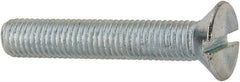 Value Collection - 1/4-28 UNF, 1-1/2" OAL Slotted Drive Machine Screw - Flat Head, Grade J82 Steel, Zinc-Plated Finish, Without Washer - Apex Tool & Supply