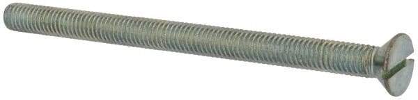 Value Collection - 3/8-16 UNC, 5-1/2" OAL Slotted Drive Machine Screw - Flat Head, Grade J82 Steel, Zinc-Plated Finish, Without Washer - Apex Tool & Supply