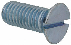 Value Collection - 1/2-13 UNC, 1-1/4" OAL Slotted Drive Machine Screw - Flat Head, Grade J82 Steel, Zinc-Plated Finish, Without Washer - Apex Tool & Supply