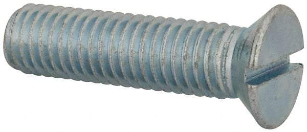 Value Collection - 1/2-13 UNC, 2" OAL Slotted Drive Machine Screw - Flat Head, Grade J82 Steel, Zinc-Plated Finish, Without Washer - Apex Tool & Supply
