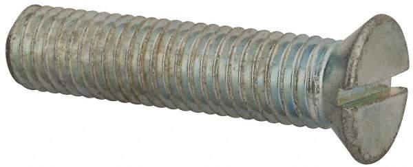 Value Collection - 1/2-13 UNC, 2-1/4" OAL Slotted Drive Machine Screw - Flat Head, Grade J82 Steel, Zinc-Plated Finish, Without Washer - Apex Tool & Supply