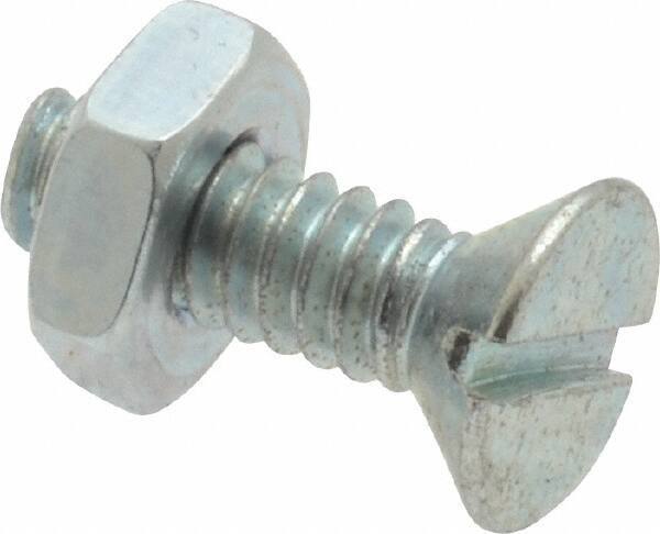 Value Collection - #10-24 UNC, 5/8" OAL Slotted Drive Machine Screw - Flat Head, Grade 2 Steel, Zinc-Plated Finish, Without Washer - Apex Tool & Supply