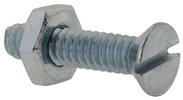 Value Collection - #10-24 UNC, 7/8" OAL Slotted Drive Machine Screw - Flat Head, Grade 2 Steel, Zinc-Plated Finish, Without Washer - Apex Tool & Supply