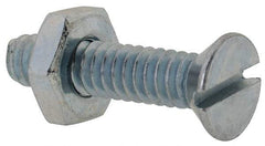 Value Collection - #10-24 UNC, 7/8" OAL Slotted Drive Machine Screw - Flat Head, Grade 2 Steel, Zinc-Plated Finish, Without Washer - Apex Tool & Supply